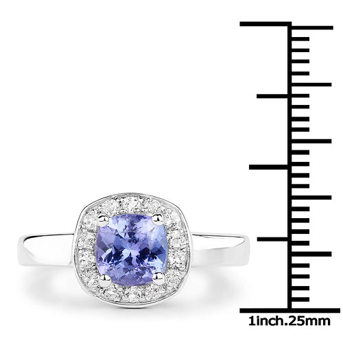 Bids.com 1.51 Carat Genuine Tanzanite and White Topaz .925 Sterling Silver ring Rings White Smoke size 6.00,size 5.00,size 7.00,size 8.00,size 9.00,size 10.00