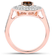 Bids.com 1.64 Carat Genuine Chocolate Brown Diamond and White Diamond 18K Rose Gold Ring Rings White Smoke size 6.00,size 7.00,size 8.00