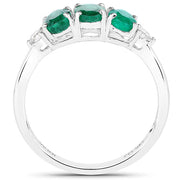 Bids.com 1.14 Carat Genuine Zambian Emerald and White Diamond 14K White Gold Ring Rings White Smoke size 7.00,size 6.00,size 8.00