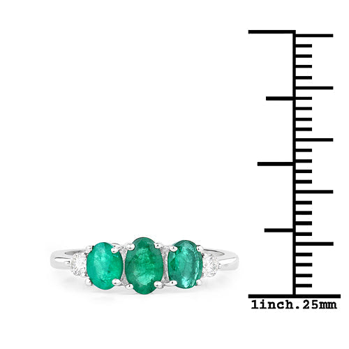 Bids.com 1.14 Carat Genuine Zambian Emerald and White Diamond 14K White Gold Ring Rings White Smoke size 7.00,size 6.00,size 8.00