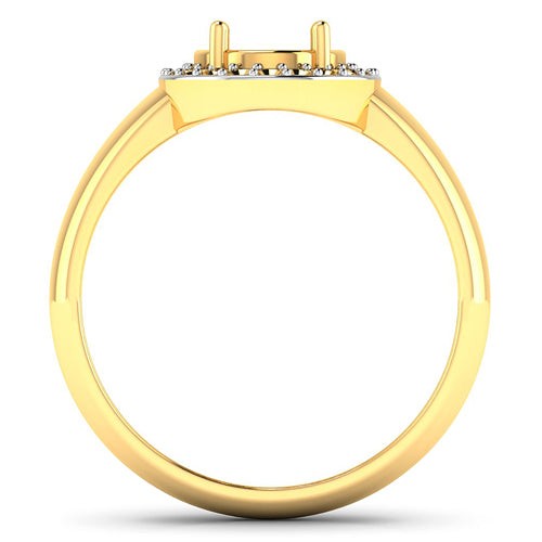 Bids.com 0.22 Carat Genuine White Diamond 14K Yellow Gold Semi Mount Ring - holds 9x7mm Oval Gemstone Rings White Smoke size 6.00,size 7.00,size 8.00