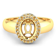 Bids.com 0.22 Carat Genuine White Diamond 14K Yellow Gold Semi Mount Ring - holds 9x7mm Oval Gemstone Rings White Smoke size 6.00,size 7.00,size 8.00