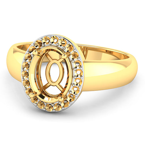 Bids.com 0.22 Carat Genuine White Diamond 14K Yellow Gold Semi Mount Ring - holds 9x7mm Oval Gemstone Rings White Smoke size 6.00,size 7.00,size 8.00