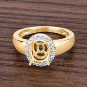 Bids.com 0.22 Carat Genuine White Diamond 14K Yellow Gold Semi Mount Ring - holds 9x7mm Oval Gemstone Rings Dim Gray size 6.00,size 7.00,size 8.00