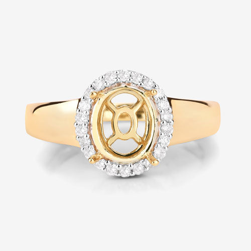 Bids.com 0.22 Carat Genuine White Diamond 14K Yellow Gold Semi Mount Ring - holds 9x7mm Oval Gemstone Rings White Smoke size 6.00,size 7.00,size 8.00
