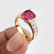 Bids.com 2.70 Carat Genuine Rubellite and White Diamond 14K Yellow Gold Ring Rings Lavender size 6.00,size 7.00,size 8.00