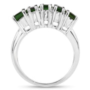 Bids.com 3.25 Carat Genuine Chrome Diopside .925 Sterling Silver Ring Rings White Smoke size 7.00,size 6.00,size 8.00,size 9.00,size 10.00,size 5.00