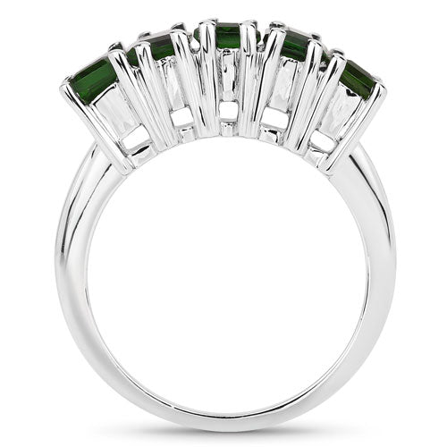Bids.com 3.25 Carat Genuine Chrome Diopside .925 Sterling Silver Ring Rings White Smoke size 7.00,size 6.00,size 8.00,size 9.00,size 10.00,size 5.00