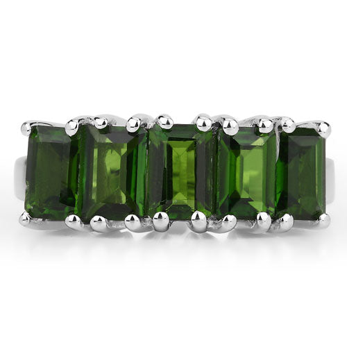 Bids.com 3.25 Carat Genuine Chrome Diopside .925 Sterling Silver Ring Rings Dark Slate Gray size 7.00,size 6.00,size 8.00,size 9.00,size 10.00,size 5.00