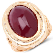 Bids.com 14K Rose Gold Plated 17.60 Carat Genuine Glass Filled Ruby .925 Sterling Silver Ring Rings White Smoke size 6.00,size 7.00,size 8.00,size 9.00