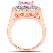 Bids.com 5.48 Carat Genuine Kunzite and White Topaz .925 Sterling Silver Ring Rings White Smoke size 7.00,size 6.00,size 8.00
