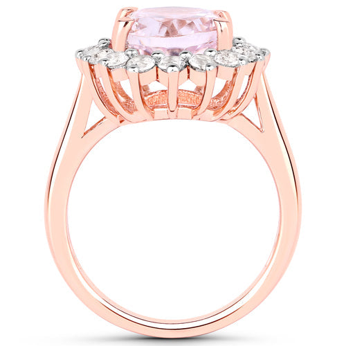 Bids.com 5.56 Carat Genuine Kunzite and White Topaz .925 Sterling Silver Ring Rings White Smoke size 7.00,size 6.00,size 8.00