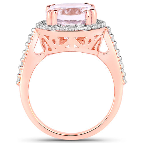 Bids.com 6.94 Carat Genuine Kunzite and White Topaz .925 Sterling Silver Ring Rings White Smoke size 7.00,size 6.00,size 8.00