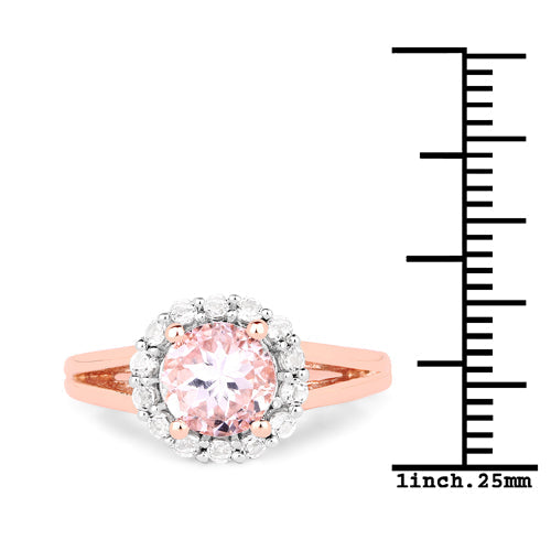 Bids.com 2.25 Carat Genuine Kunzite and White Topaz .925 Sterling Silver Ring Rings White Smoke size 7.00,size 6.00,size 8.00