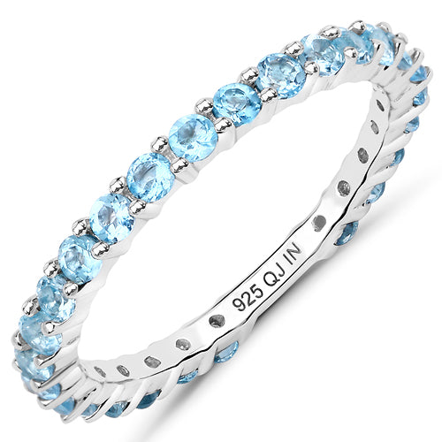 Bids.com 0.94 Carat Genuine Swiss Blue Topaz .925 Sterling Silver Ring Rings White Smoke size 7.00,size 6.00,size 8.00,size 5.00,size 9.00