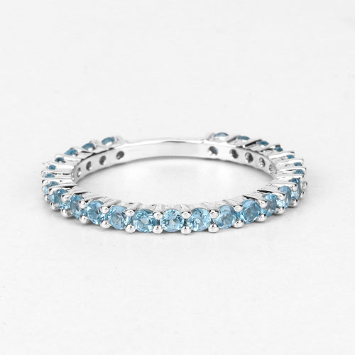 Bids.com 0.94 Carat Genuine Swiss Blue Topaz .925 Sterling Silver Ring Rings White Smoke size 7.00,size 6.00,size 8.00,size 5.00,size 9.00