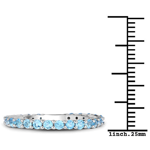 Bids.com 0.94 Carat Genuine Swiss Blue Topaz .925 Sterling Silver Ring Rings White Smoke size 7.00,size 6.00,size 8.00,size 5.00,size 9.00