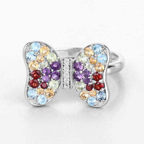 Bids.com 1.18 Carat Genuine Multi Stones .925 Sterling Silver Ring Rings Light Gray size 6.00,size 7.00,size 8.00