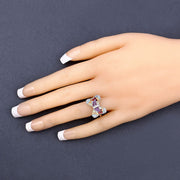 Bids.com 1.18 Carat Genuine Multi Stones .925 Sterling Silver Ring Rings Dark Slate Gray size 6.00,size 7.00,size 8.00