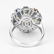 Bids.com 3.92 Carat Genuine Ethiopian Opal, Multi Sapphire and White Diamond .925 Sterling Silver Ring Rings Lavender size 7.00,size 8.00,size 6.00,size 9.00,size 5.00,size 8.50