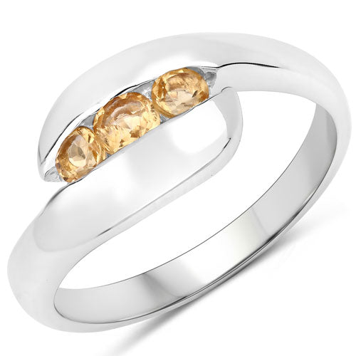 Bids.com 0.55 Carat Genuine Citrine .925 Sterling Silver Ring Rings White Smoke size 5.00,size 6.00,size 7.00,size 8.00,size 9.00,size 11.00,size 11.50