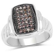 Bids.com 0.22 Carat Genuine Champagne Diamond .925 Sterling Silver Ring Rings White Smoke size 6.00,size 8.00,size 7.00,size 9.00