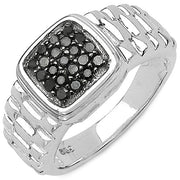 Bids.com 0.22 Carat Genuine Black Diamond .925 Sterling Silver Ring Rings White Smoke size 8.00,size 6.00,size 7.00,size 9.00