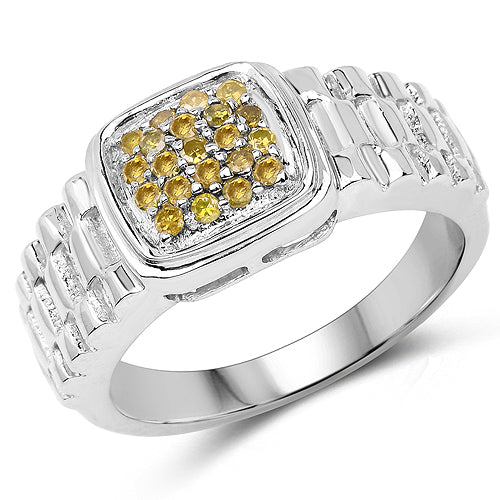 Bids.com 0.25 Carat Genuine Yellow Diamond .925 Sterling Silver Ring Rings White Smoke size 6.00,size 7.00,size 8.00,size 9.00