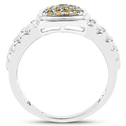Bids.com 0.25 Carat Genuine Yellow Diamond .925 Sterling Silver Ring Rings White Smoke size 6.00,size 7.00,size 8.00,size 9.00