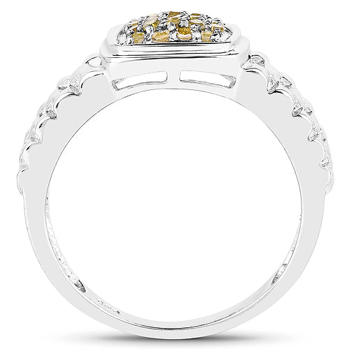 Bids.com 0.25 Carat Genuine Yellow Diamond .925 Sterling Silver Ring Rings White Smoke size 6.00,size 7.00,size 8.00,size 9.00