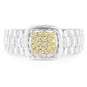 Bids.com 0.25 Carat Genuine Yellow Diamond .925 Sterling Silver Ring Rings White Smoke size 6.00,size 7.00,size 8.00,size 9.00