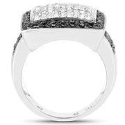 Bids.com 0.61 Carat Genuine Black Diamond and White Diamond .925 Sterling Silver Ring Rings White Smoke size 6.00,size 7.00,size 8.00,size 9.00