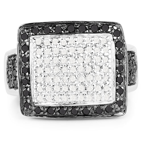 Bids.com 0.61 Carat Genuine Black Diamond and White Diamond .925 Sterling Silver Ring Rings Lavender size 6.00,size 7.00,size 8.00,size 9.00