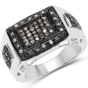 Bids.com 0.52 Carat Genuine Champagne Diamond .925 Sterling Silver Ring Rings White Smoke size 6.00,size 7.00,size 8.00,size 9.00