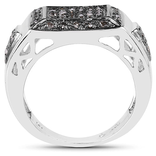 Bids.com 0.52 Carat Genuine Champagne Diamond .925 Sterling Silver Ring Rings White Smoke size 6.00,size 7.00,size 8.00,size 9.00