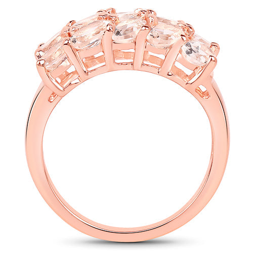 Bids.com 14K Rose Gold Plated 3.30 Carat Genuine Morganite .925 Sterling Silver Ring Rings White Smoke size 7.00,size 6.00,size 8.00,size 9.00,size 5.00
