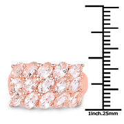 Bids.com 14K Rose Gold Plated 3.30 Carat Genuine Morganite .925 Sterling Silver Ring Rings White Smoke size 7.00,size 6.00,size 8.00,size 9.00,size 5.00