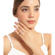 Bids.com 14K Rose Gold Plated 3.30 Carat Genuine Morganite .925 Sterling Silver Ring Rings White Smoke size 7.00,size 6.00,size 8.00,size 9.00,size 5.00