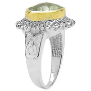 Bids.com Two Tone Plated 4.16 Carat Genuine Green Amethyst & White Topaz .925 Sterling Silver Ring Rings White Smoke size 6.00,size 8.00,size 7.00,size 9.00