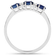 Bids.com 0.70 Carat Genuine Blue Sapphire and White Diamond 10K Yellow Gold Ring Rings White Smoke size 6.00,size 7.00,size 8.00,size 9.00,size 5.00