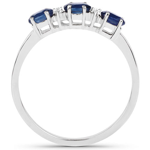 Bids.com 0.70 Carat Genuine Blue Sapphire and White Diamond 10K Yellow Gold Ring Rings White Smoke size 6.00,size 7.00,size 8.00,size 9.00,size 5.00