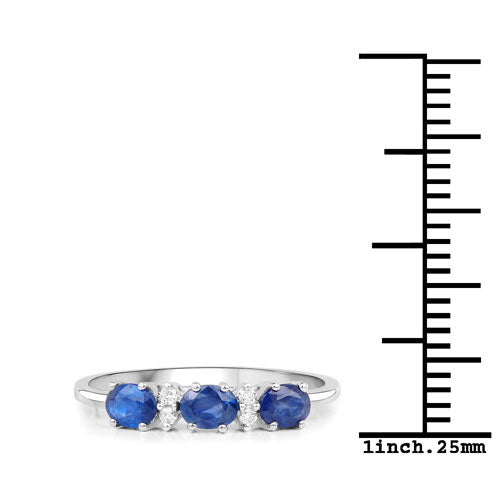Bids.com 0.70 Carat Genuine Blue Sapphire and White Diamond 10K Yellow Gold Ring Rings White Smoke size 6.00,size 7.00,size 8.00,size 9.00,size 5.00
