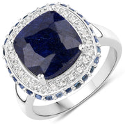 Bids.com 6.46 Carat Dyed Sapphire, Blue Sapphire and White Topaz .925 Sterling Silver Ring Rings White Smoke size 6.00,size 7.00,size 8.00,size 9.00,size 5.00,size 10.00,size 5.50