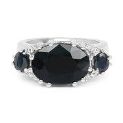 Bids.com 8.62 Carat Genuine Black Sapphire & White Topaz .925 Sterling Silver Ring Rings White Smoke size 7.00,size 6.00,size 8.00,size 9.00,size 5.00,size 10.00