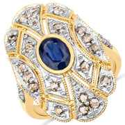 Bids.com 1.84 Carat Genuine Blue Sapphire and Diamond .925 Sterling Silver Ring Rings White Smoke size 7.00,size 6.00,size 8.00,size 9.00
