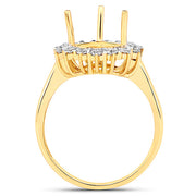 Bids.com 0.48 Carat Genuine White Diamond 14K Yellow Gold Semi Mount Ring - holds 11x9mm Pear Gemstone Rings White Smoke size 7.00,size 6.00,size 8.00