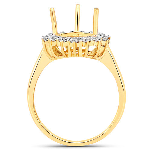 Bids.com 0.48 Carat Genuine White Diamond 14K Yellow Gold Semi Mount Ring - holds 11x9mm Pear Gemstone Rings White Smoke size 7.00,size 6.00,size 8.00