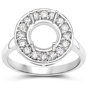 Bids.com 0.48 Carat Genuine White Diamond 14K White Gold Semi Mount Ring - holds 8.00mm Round Gemstone Rings White Smoke size 7.00,size 6.00,size 8.00