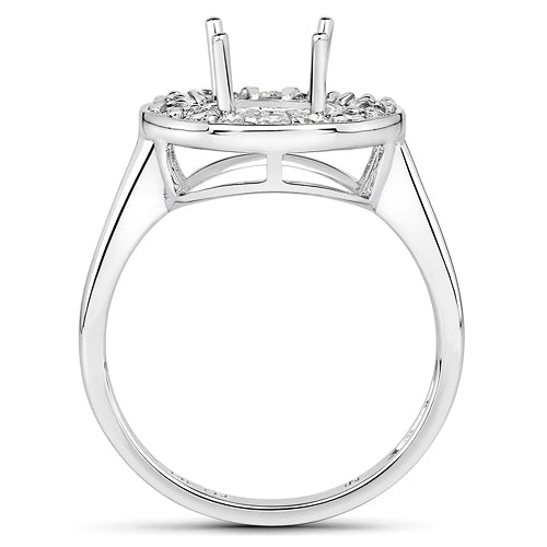 Bids.com 0.48 Carat Genuine White Diamond 14K White Gold Semi Mount Ring - holds 8.00mm Round Gemstone Rings White Smoke size 7.00,size 6.00,size 8.00