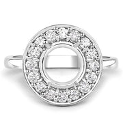 Bids.com 0.48 Carat Genuine White Diamond 14K White Gold Semi Mount Ring - holds 8.00mm Round Gemstone Rings White Smoke size 7.00,size 6.00,size 8.00